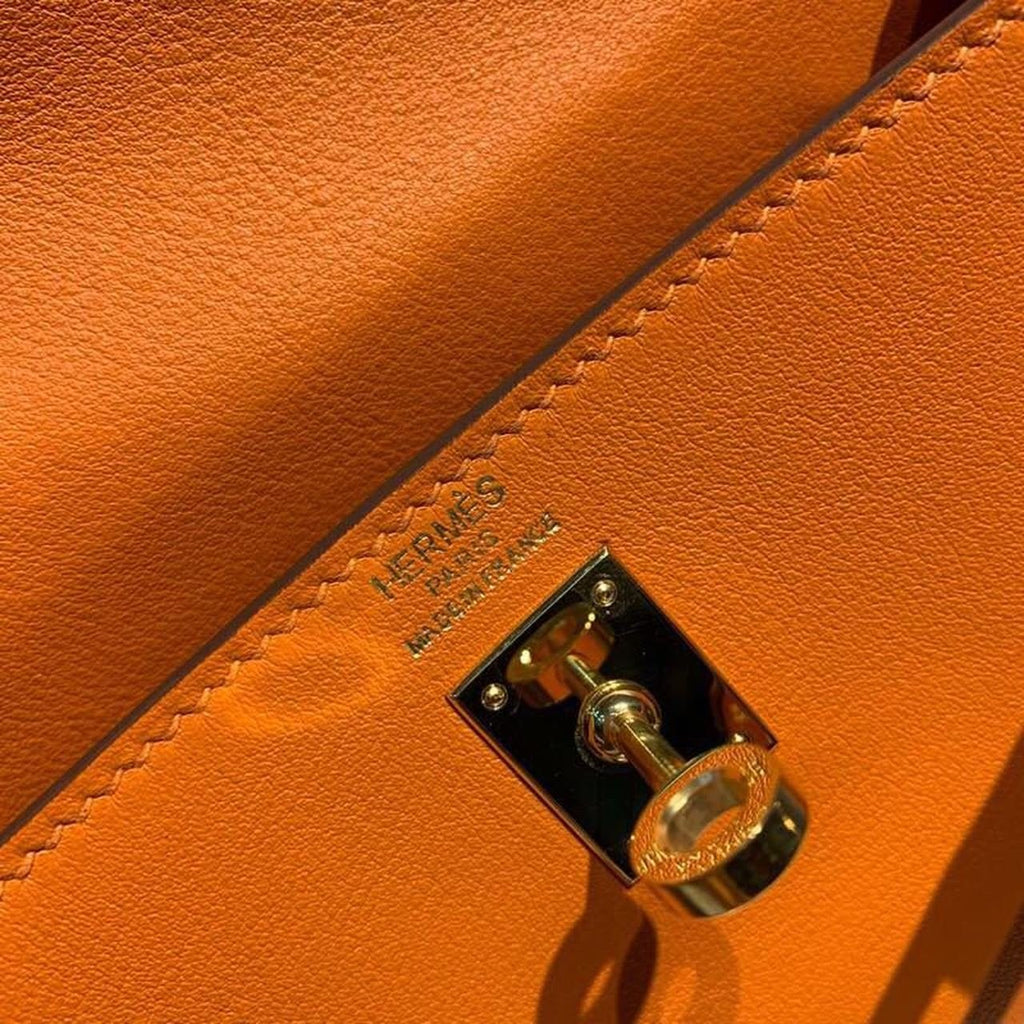 Hermes Kelly Danse II Bag Swift Orange Gold Hardware For Women 8.7in/22cm