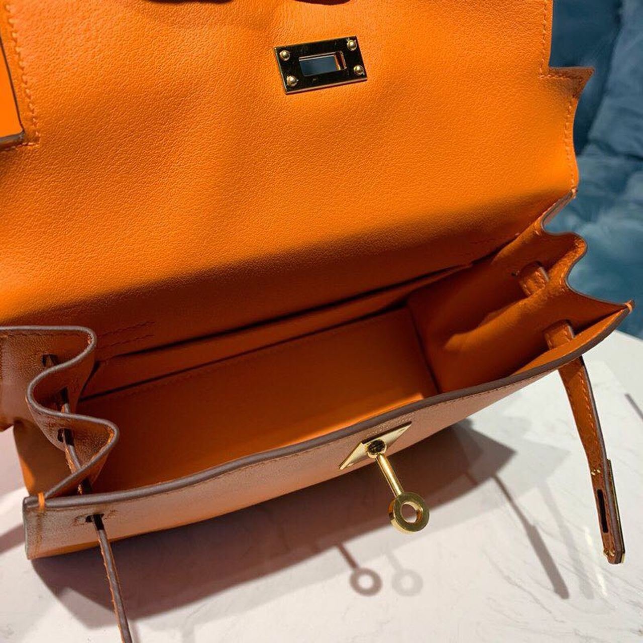 Hermes Kelly Danse II Bag Swift Orange Gold Hardware For Women 8.7in/22cm