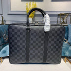 Louis Vuitton Porte Documents Voyage Bag 37cm Damier Graphite Canvas Spring/Summer Collection N41466 Black