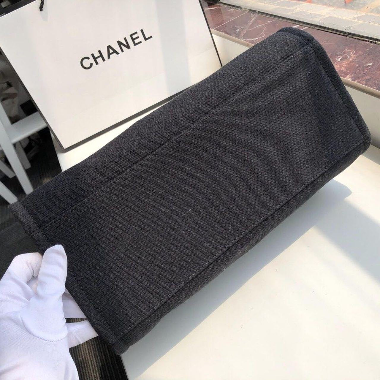 Chanel Deauville Tote 38cm Twill Canvas Bag Fall/Winter Collection Black/White