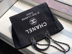 Chanel Deauville Tote 38cm Twill Canvas Bag Fall/Winter Collection Black/White