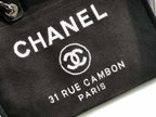 Chanel Deauville Tote 38cm Twill Canvas Bag Fall/Winter Collection Black/White