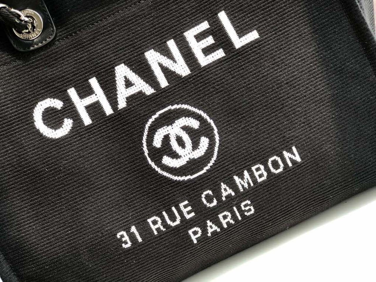 Chanel Deauville Tote 38cm Twill Canvas Bag Fall/Winter Collection Black/White