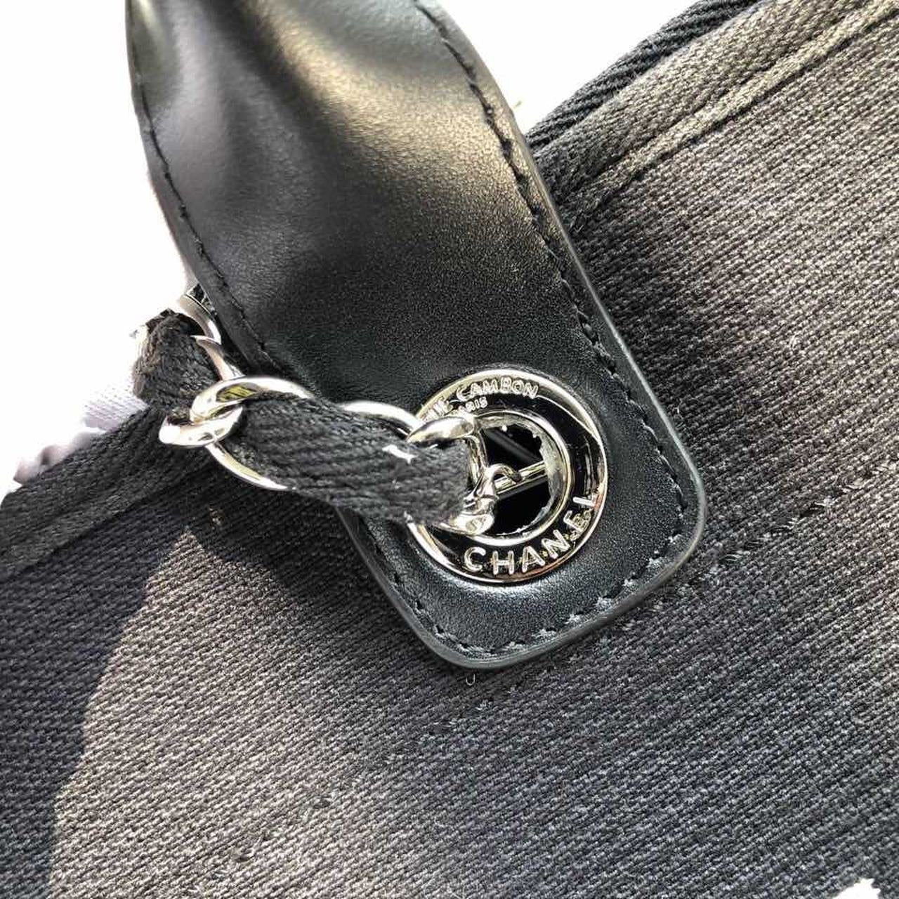 Chanel Deauville Tote 38cm Twill Canvas Bag Fall/Winter Collection Black/White