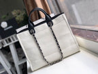 Chanel Deauville Tote 38cm Twill Canvas Bag Fall/Winter Collection White/Black