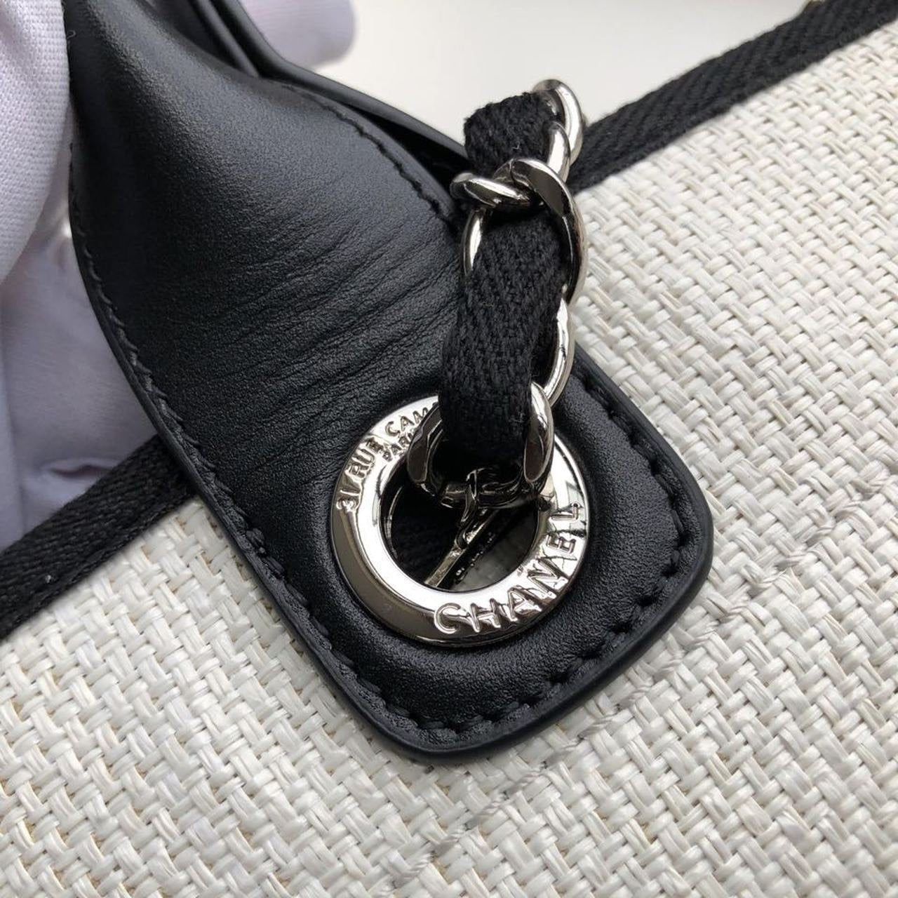 Chanel Deauville Tote 38cm Twill Canvas Bag Fall/Winter Collection White/Black