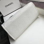 Chanel Deauville Tote 38cm Twill Canvas Bag Fall/Winter Collection White/Black
