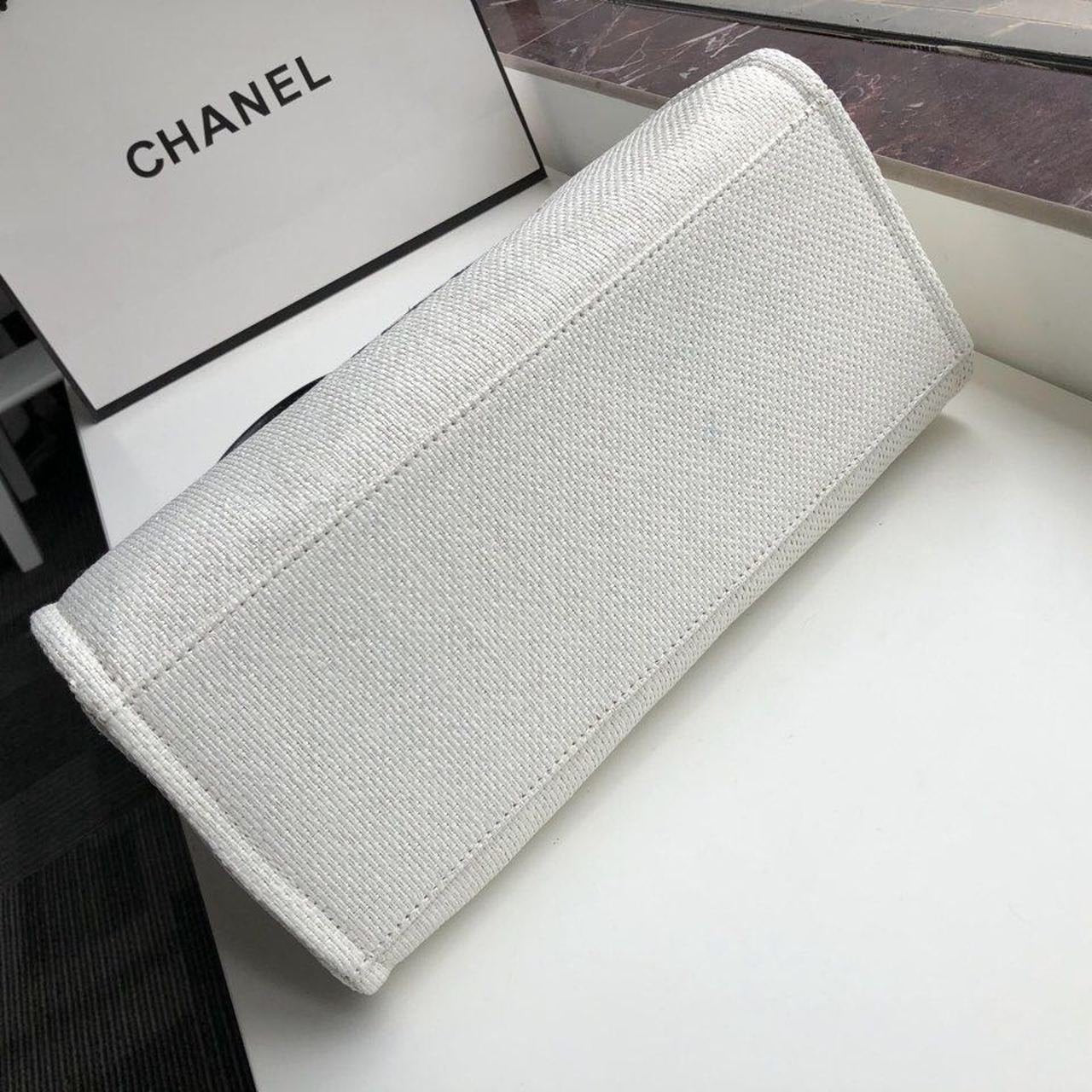 Chanel Deauville Tote 38cm Twill Canvas Bag Fall/Winter Collection White/Black