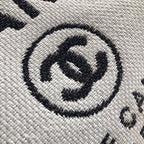 Chanel Deauville Tote 38cm Twill Canvas Bag Fall/Winter Collection White/Black