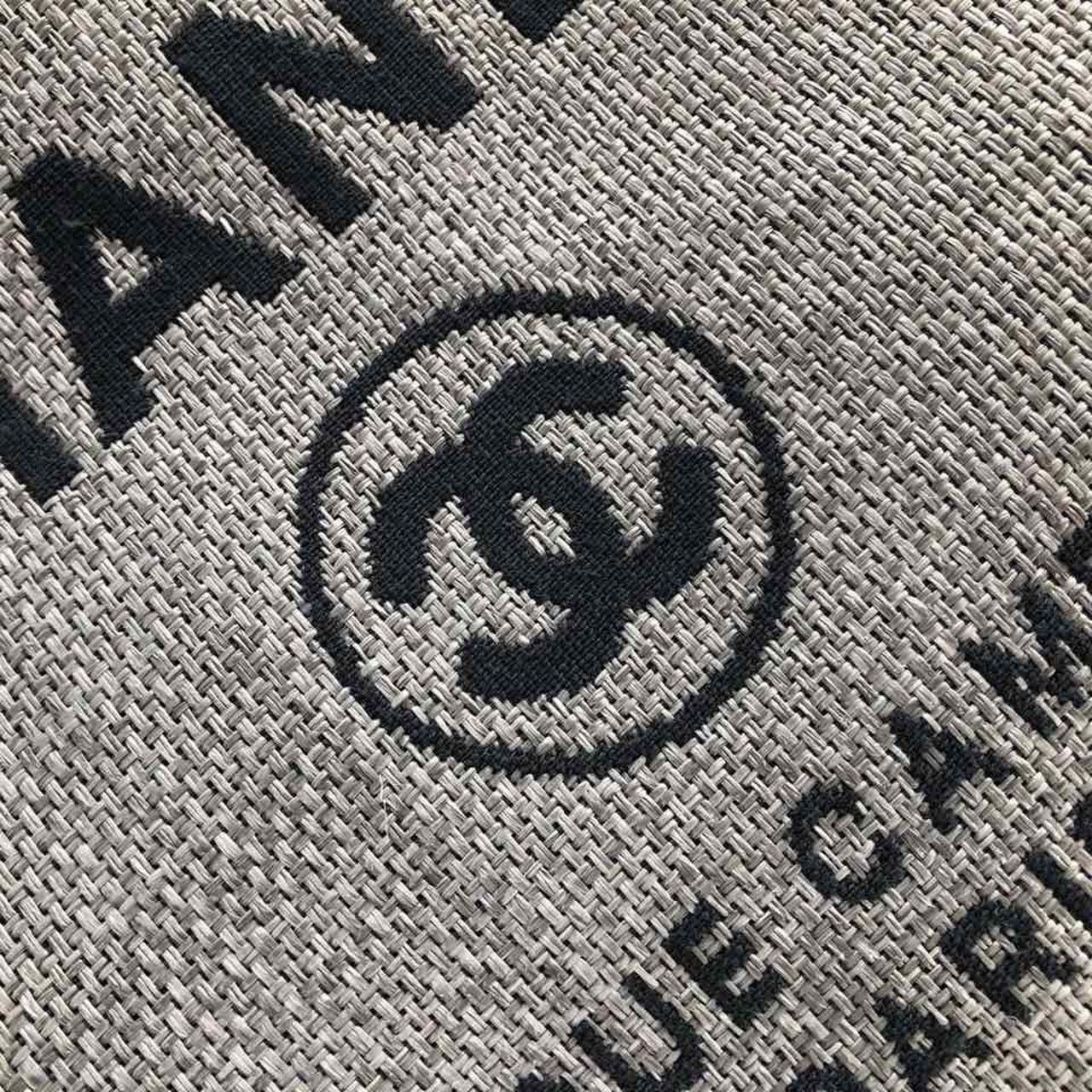 Chanel Deauville Tote 38cm Raffia Canvas Bag Fall/Winter Collection Light Grey/Black