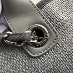 Chanel Deauville Tote 38cm Raffia Canvas Bag Fall/Winter Collection Light Grey/Black