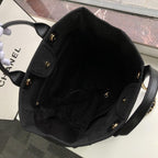 Chanel Deauville Tote 38cm Raffia Canvas Bag Fall/Winter Collection Black/Grey