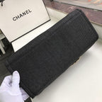 Chanel Deauville Tote 38cm Raffia Canvas Bag Fall/Winter Collection Black/Grey