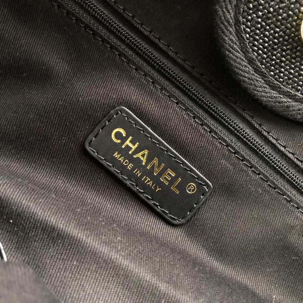 Chanel Deauville Tote 38cm Raffia Canvas Bag Fall/Winter Collection Black/Grey