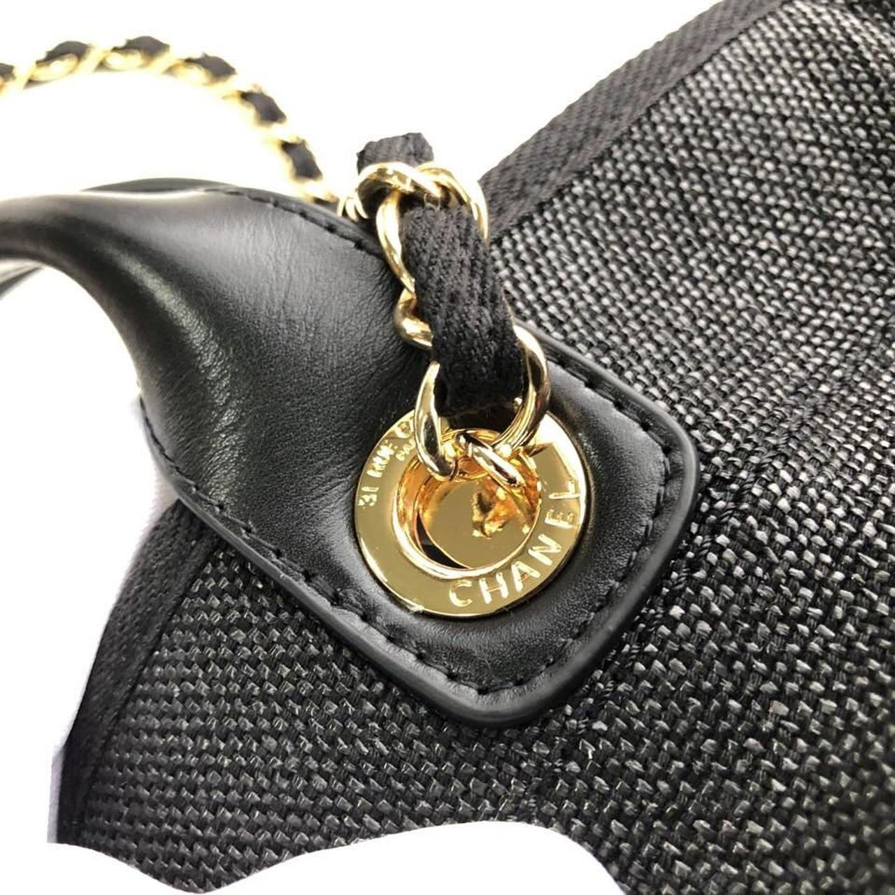 Chanel Deauville Tote 38cm Raffia Canvas Bag Fall/Winter Collection Black/Grey