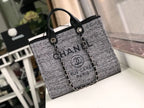 Chanel Deauville Tote 38cm Raffia Canvas Bag Fall/Winter Collection, Black/White