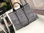 Chanel Deauville Tote 38cm Raffia Canvas Bag Fall/Winter Collection, Black/White