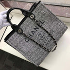 Chanel Deauville Tote 38cm Raffia Canvas Bag Fall/Winter Collection, Black/White