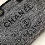 Chanel Deauville Tote 38cm Raffia Canvas Bag Fall/Winter Collection, Black/White