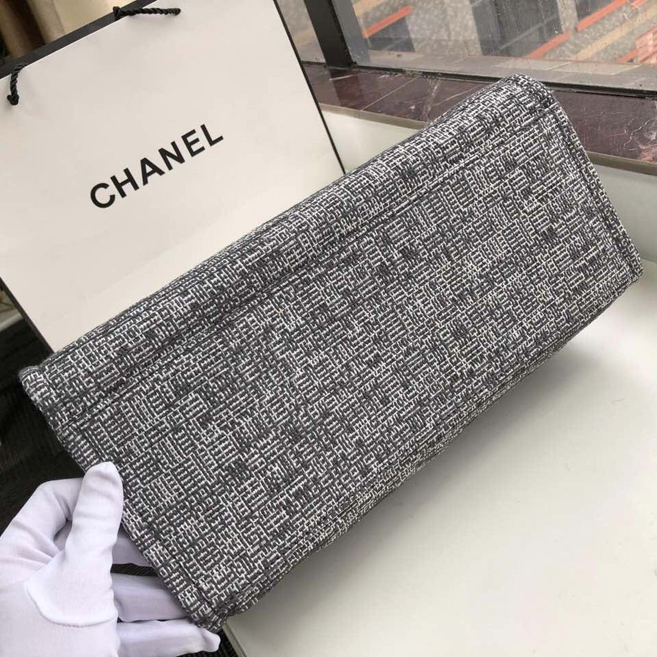 Chanel Deauville Tote 38cm Raffia Canvas Bag Fall/Winter Collection, Black/White