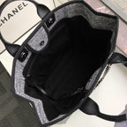 Chanel Deauville Tote 38cm Raffia Canvas Bag Fall/Winter Collection, Black/White