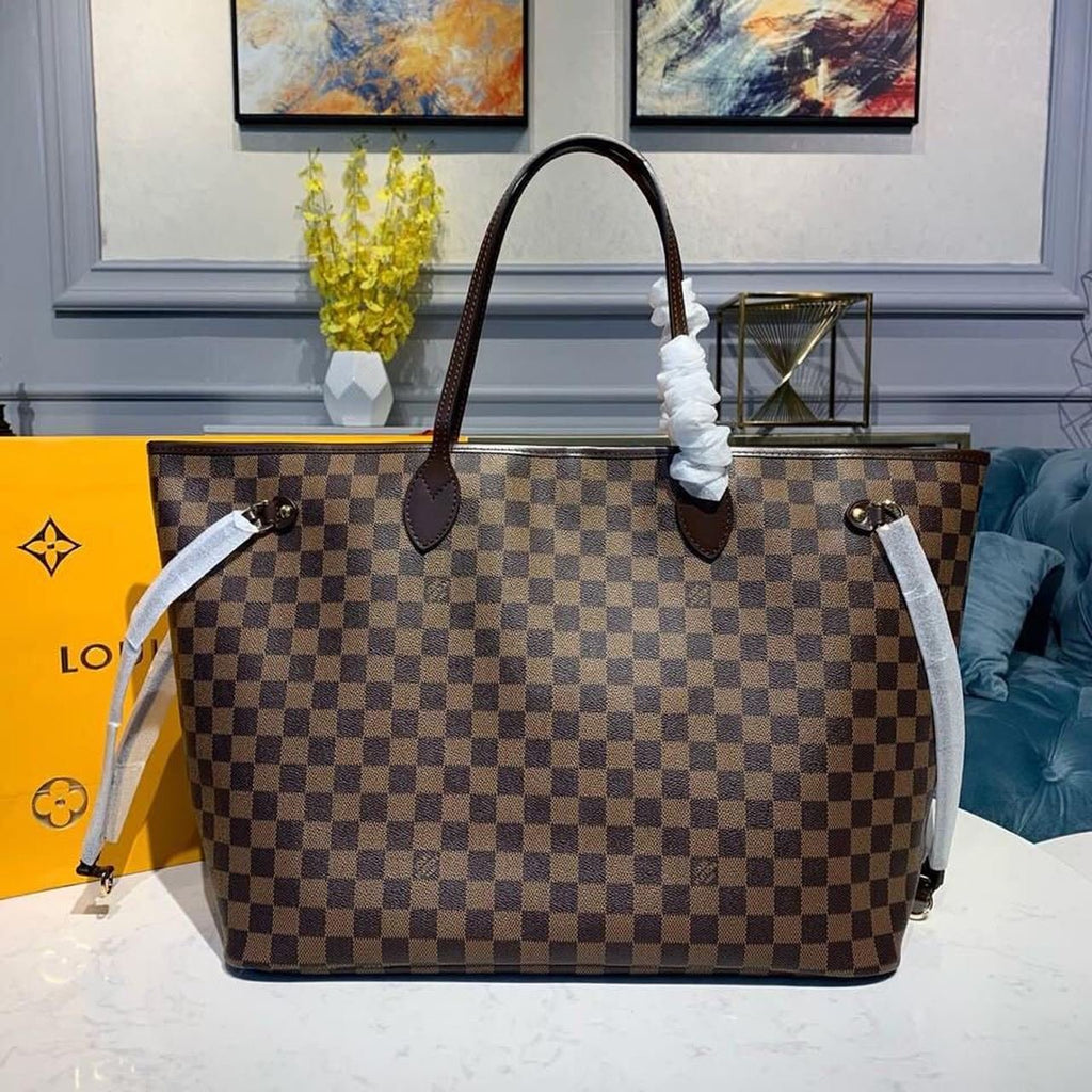 Louis Vuitton Neverfull GM Bag 40cm Damier Ebene Canvas Fall/Winter Collection N41357, Red