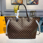 Louis Vuitton Neverfull GM Bag 40cm Damier Ebene Canvas Fall/Winter Collection N41357, Red