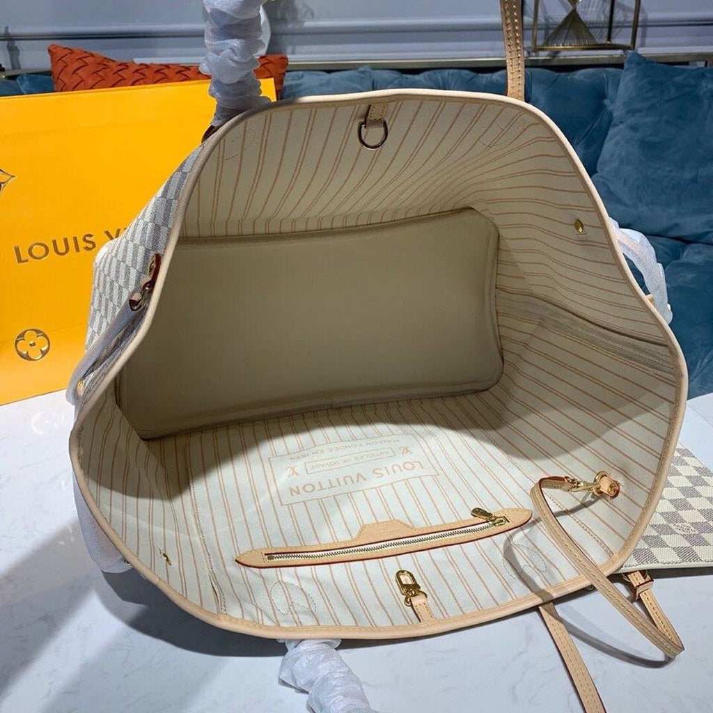 Louis Vuitton Neverfull GM Bag 40cm Damier Azur Canvas Fall/Winter Collection N41360, Beige