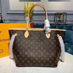Louis Vuitton Neverfull MM Bag 32cm Monogram Canvas Fall/Winter Collection M41177, Rose Ballerine