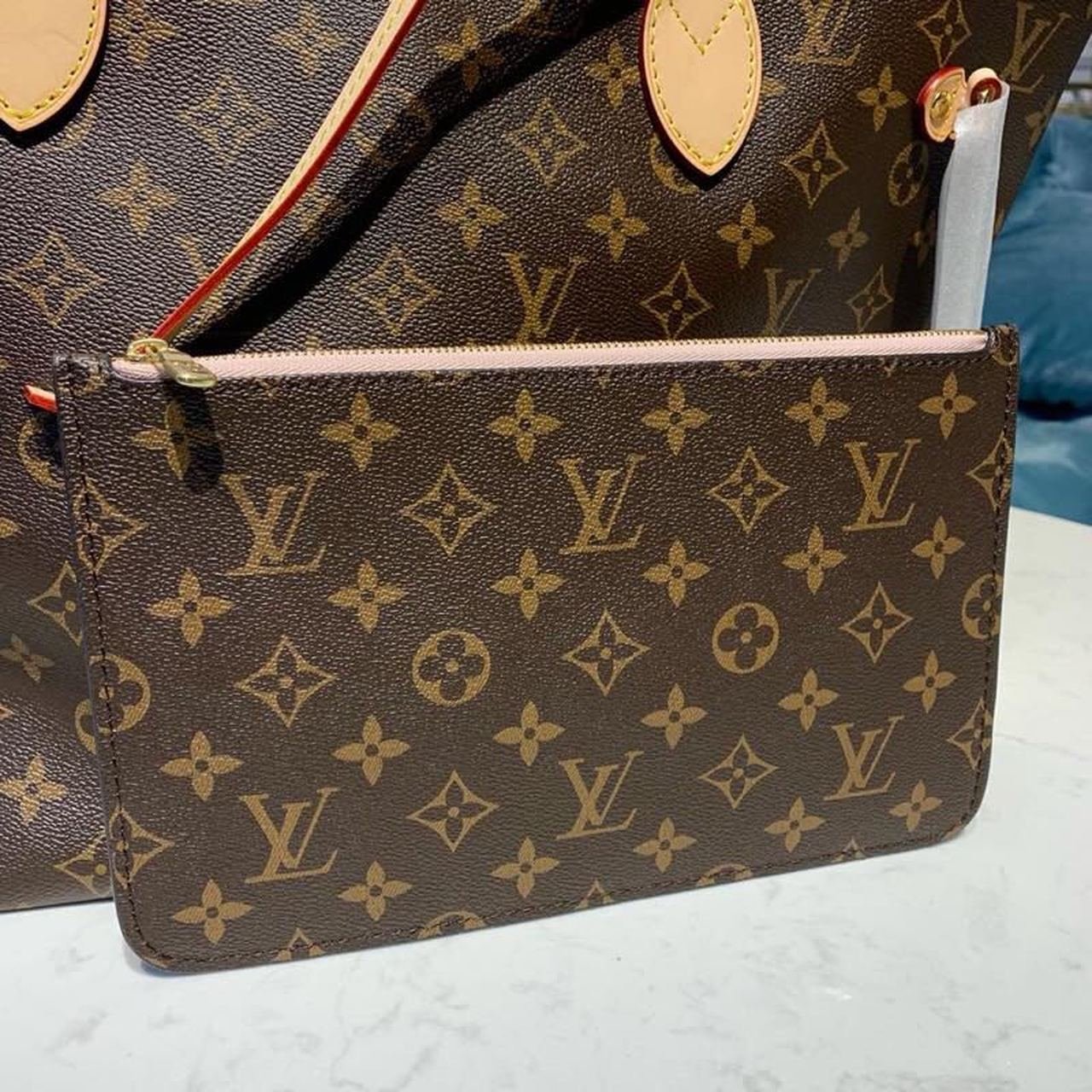Louis Vuitton Neverfull MM Bag 32cm Monogram Canvas Fall/Winter Collection M41177, Rose Ballerine