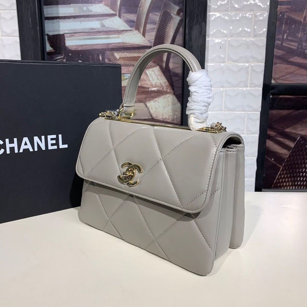 Chanel Trendy CC Maxi Top Handle Bag 25cm Lambskin Leather Fall/Winter Act 1 Collection Grey
