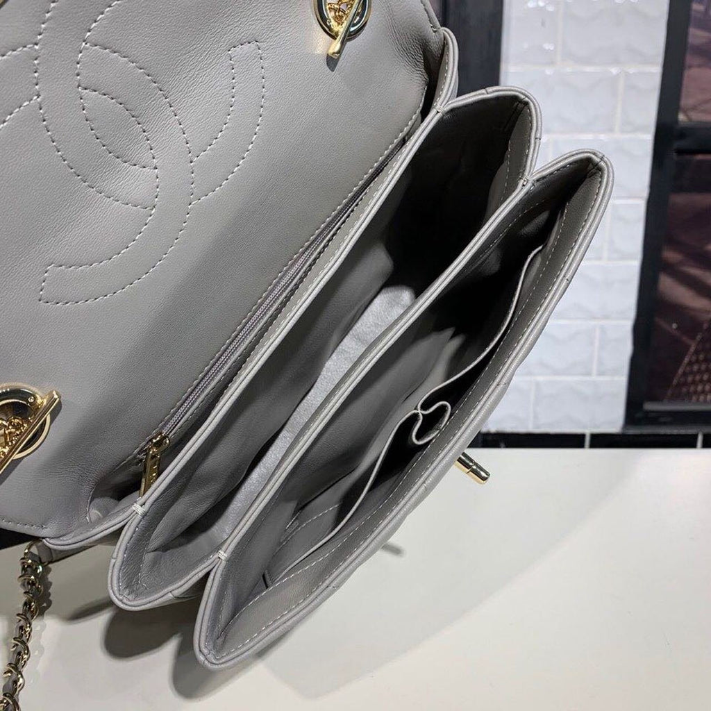 Chanel Trendy CC Maxi Top Handle Bag 25cm Lambskin Leather Fall/Winter Act 1 Collection Grey