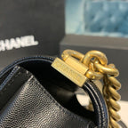 Chanel Chevron Boy Bag 20cm Caviar Leather Antique Gold Hardware Fall/Winter Act 1 Collection Black