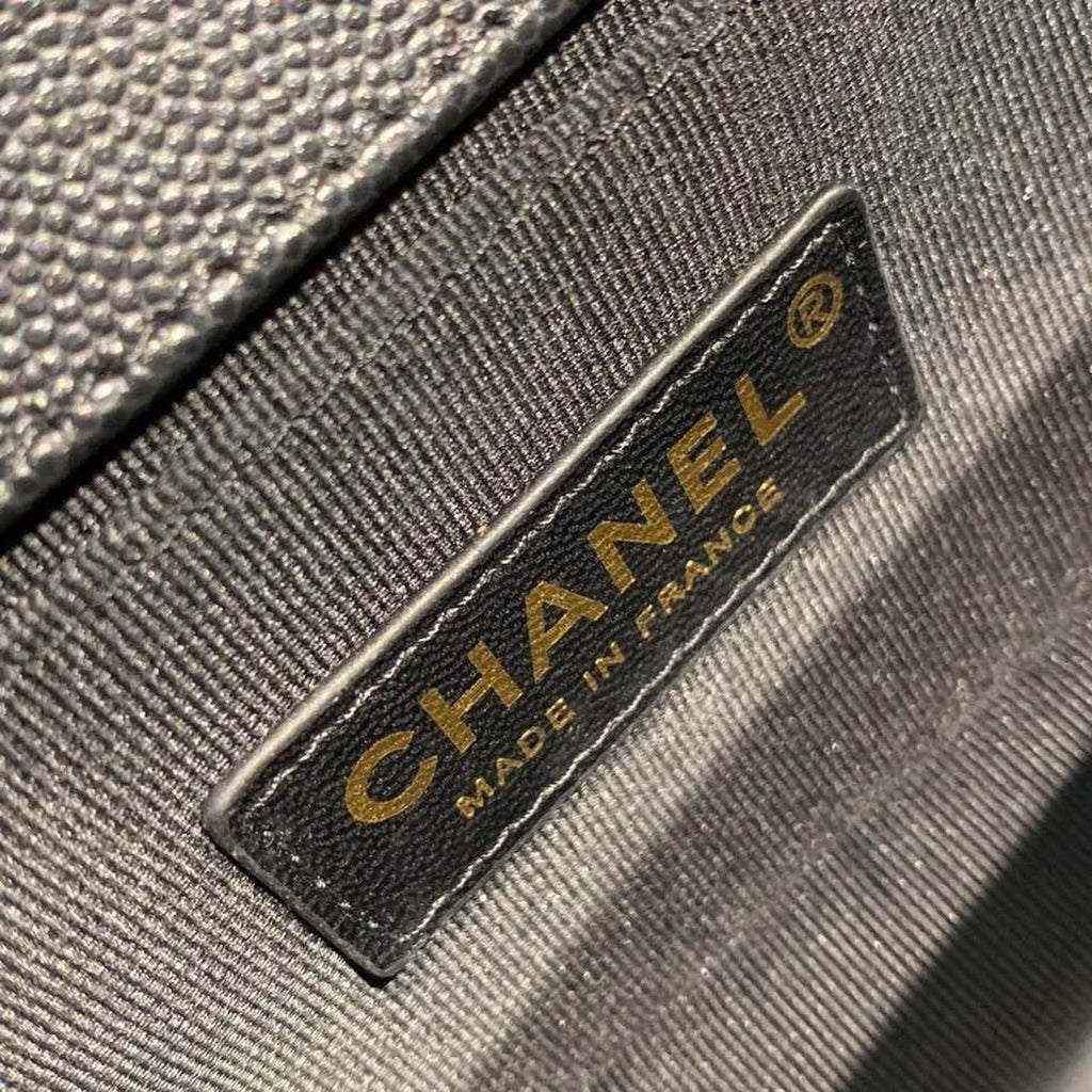 Chanel Chevron Boy Bag 20cm Caviar Leather Antique Gold Hardware Fall/Winter Act 1 Collection Black