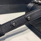 Chanel Chevron Boy Bag 20cm Caviar Leather Antique Silver Hardware Fall/Winter Act 1 Collection, Black