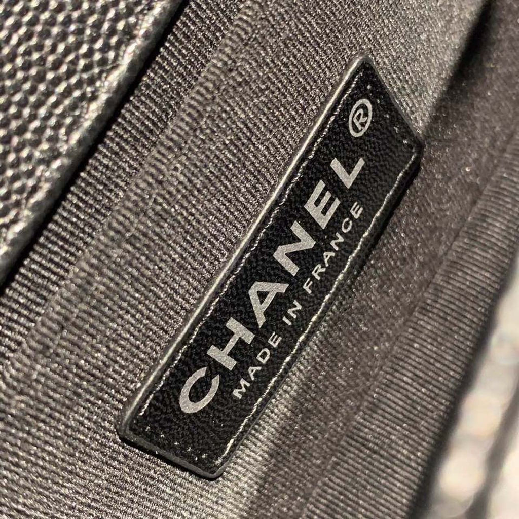 Chanel Chevron Boy Bag 20cm Caviar Leather Antique Silver Hardware Fall/Winter Act 1 Collection, Black