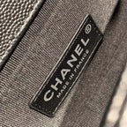 Chanel Chevron Boy Bag 20cm Caviar Leather Antique Silver Hardware Fall/Winter Act 1 Collection, Black