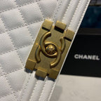 Chanel Quilted Boy Bag 20cm Caviar Leather Antique Gold Hardware Fall/Winter Act 1 Collection White