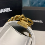 Chanel Quilted Boy Bag 20cm Caviar Leather Antique Gold Hardware Fall/Winter Act 1 Collection White