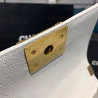 Chanel Quilted Boy Bag 20cm Caviar Leather Antique Gold Hardware Fall/Winter Act 1 Collection White
