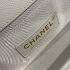 Chanel Quilted Boy Bag 20cm Caviar Leather Antique Gold Hardware Fall/Winter Act 1 Collection White