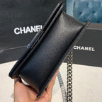 Chanel Quilted Boy Bag 20cm Caviar Leather Antique Silver Hardware Fall/Winter Act 1 Collection Black