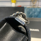 Chanel Quilted Boy Bag 20cm Caviar Leather Antique Silver Hardware Fall/Winter Act 1 Collection Black