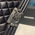 Chanel Quilted Boy Bag 20cm Lambskin Leather Antique Silver Hardware Fall/Winter Act 1 Collection Black