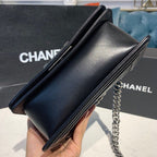 Chanel Quilted Boy Bag 20cm Lambskin Leather Antique Silver Hardware Fall/Winter Act 1 Collection Black
