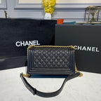 Chanel Quilted Boy Bag 25cm Caviar Leather Antique Gold Hardware Fall/Winter Act 1 Collection Black
