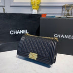Chanel Quilted Boy Bag 25cm Caviar Leather Antique Gold Hardware Fall/Winter Act 1 Collection Black