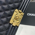 Chanel Quilted Boy Bag 25cm Caviar Leather Antique Gold Hardware Fall/Winter Act 1 Collection Black