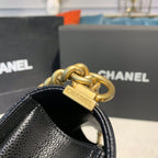 Chanel Quilted Boy Bag 25cm Caviar Leather Antique Gold Hardware Fall/Winter Act 1 Collection Black