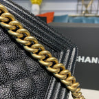 Chanel Quilted Boy Bag 25cm Caviar Leather Antique Gold Hardware Fall/Winter Act 1 Collection Black
